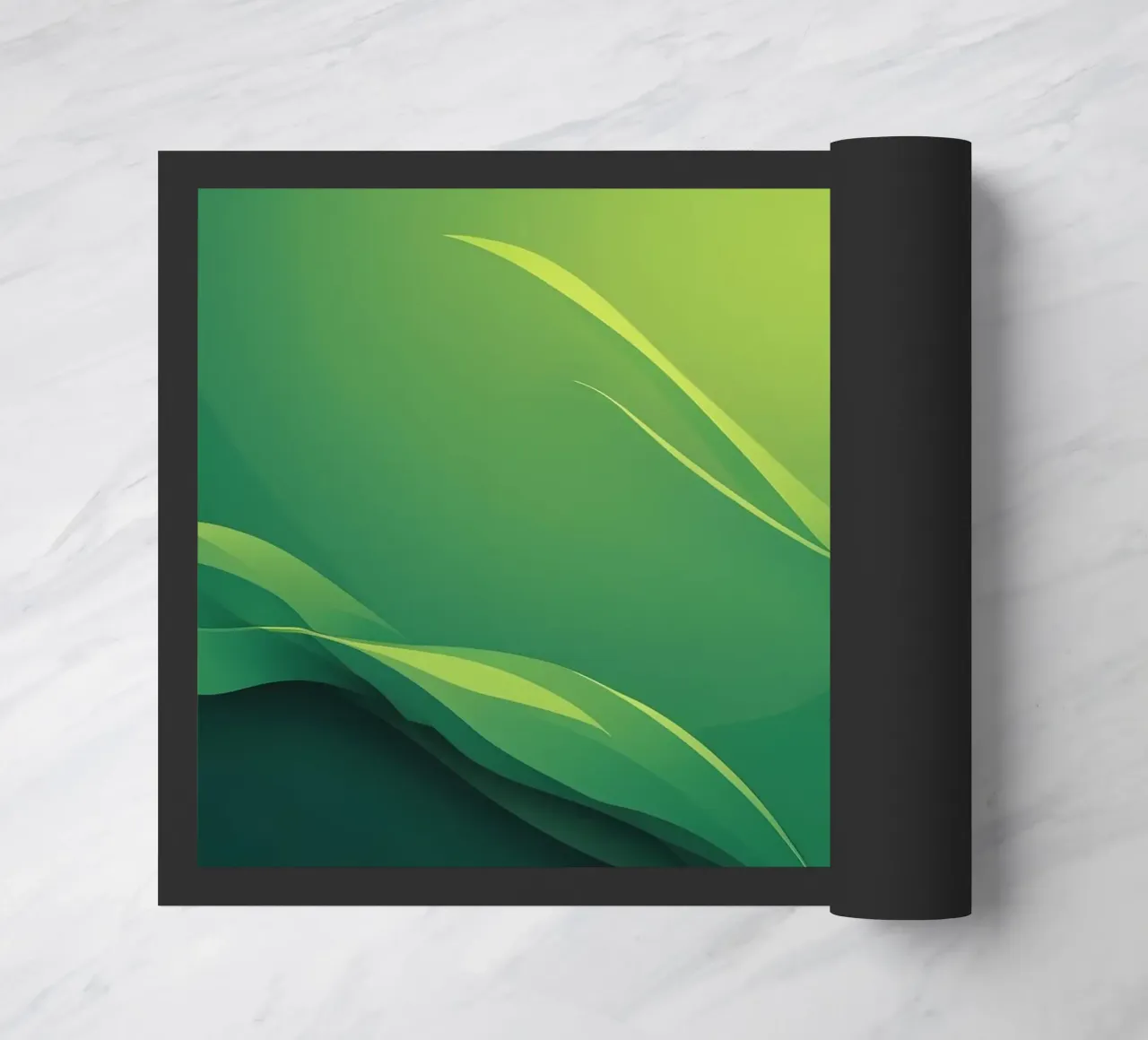 Abstract green design featuring flowing shapes and gradients doormat by DesignDoodle