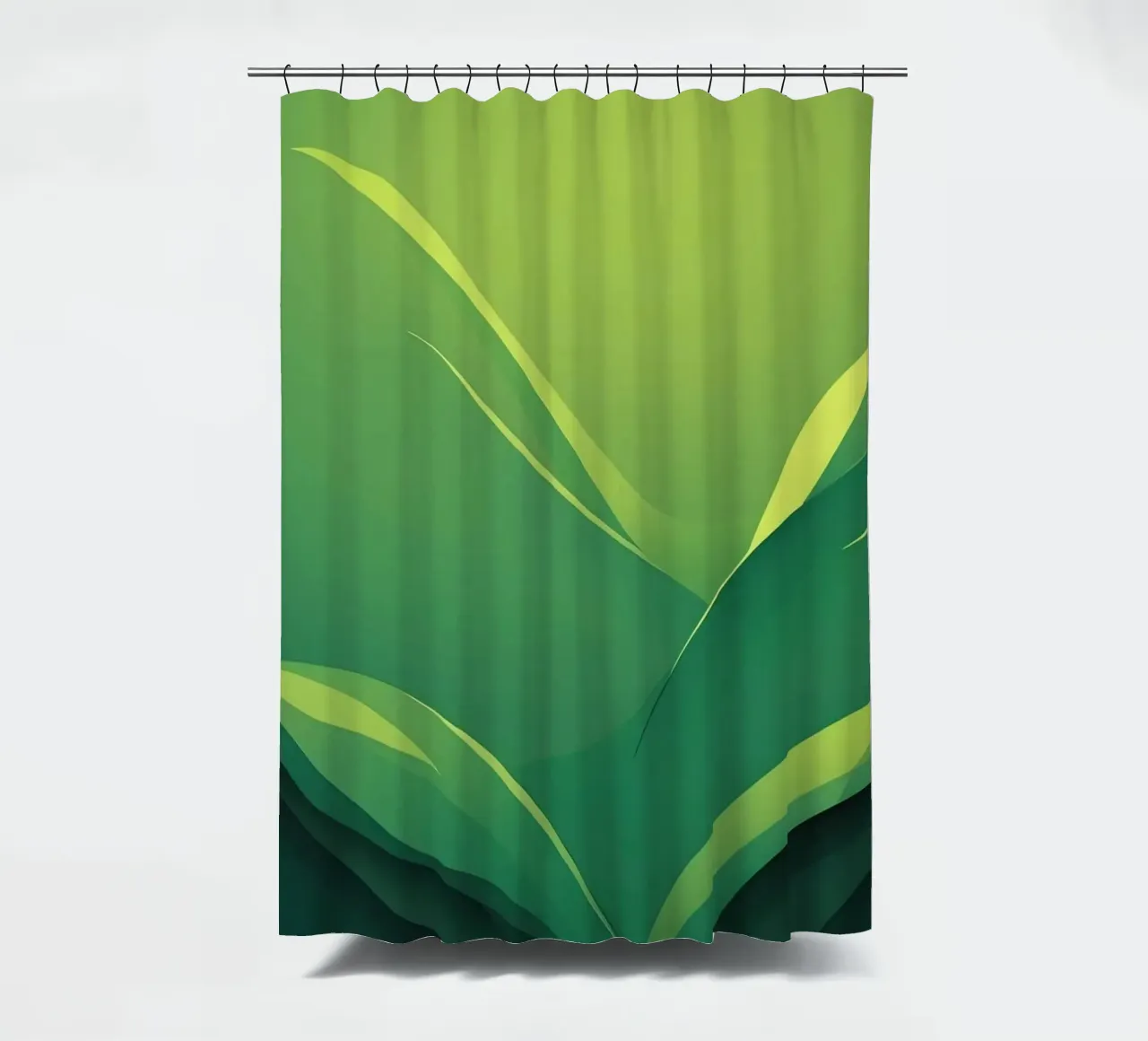 Abstract green design featuring flowing shapes and gradients shower curtain by DesignDoodle