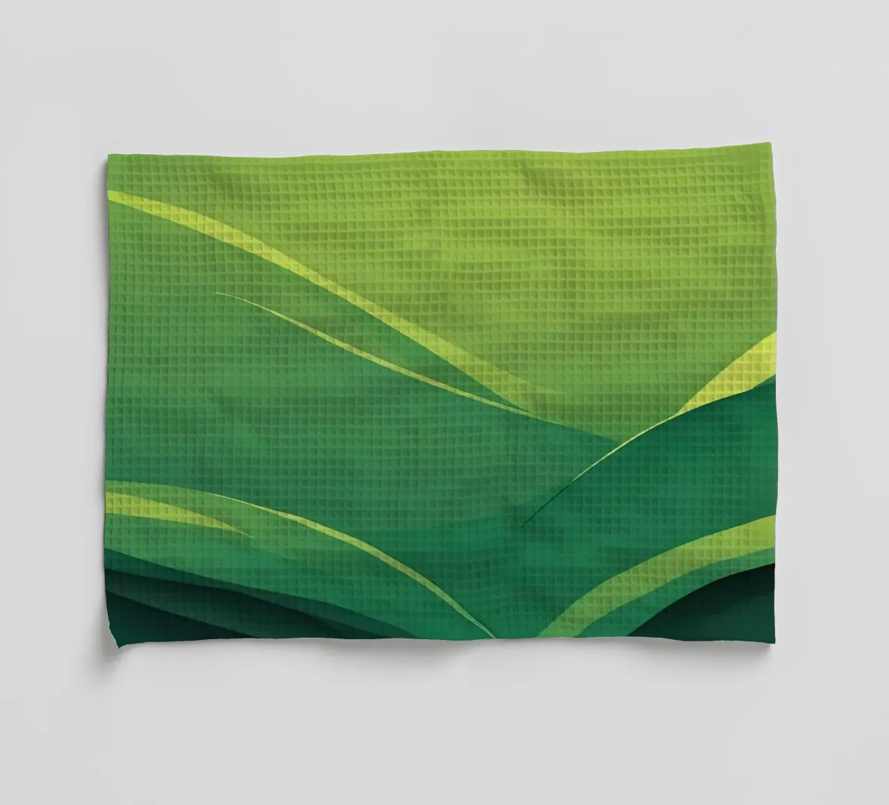Abstract green design featuring flowing shapes and gradients tea towel by DesignDoodle