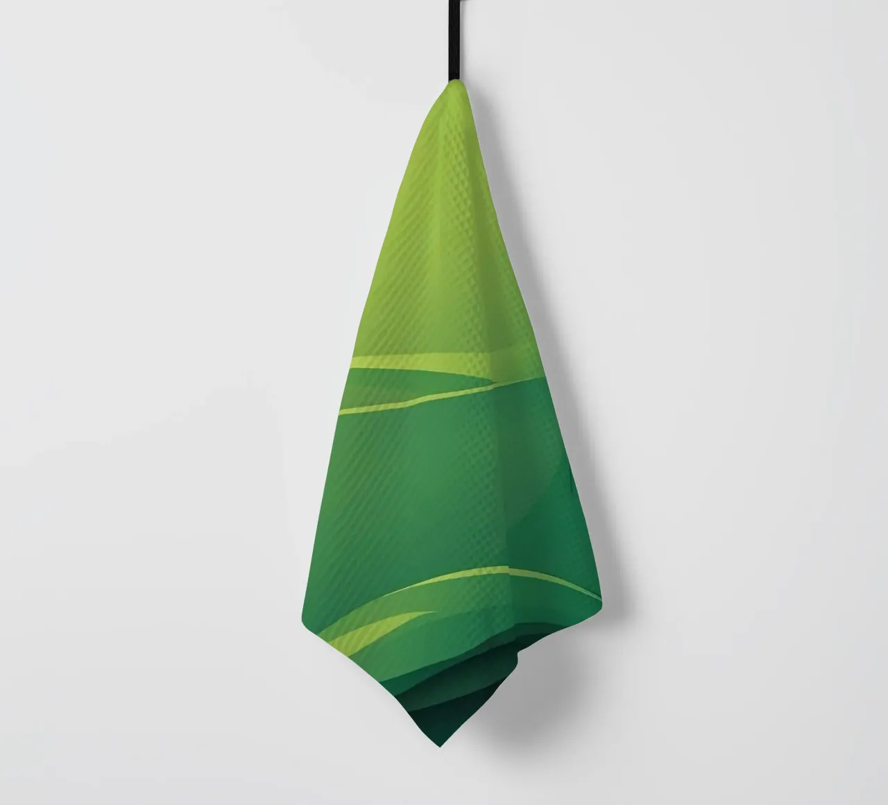 Abstract green design featuring flowing shapes and gradients tea towel by DesignDoodle