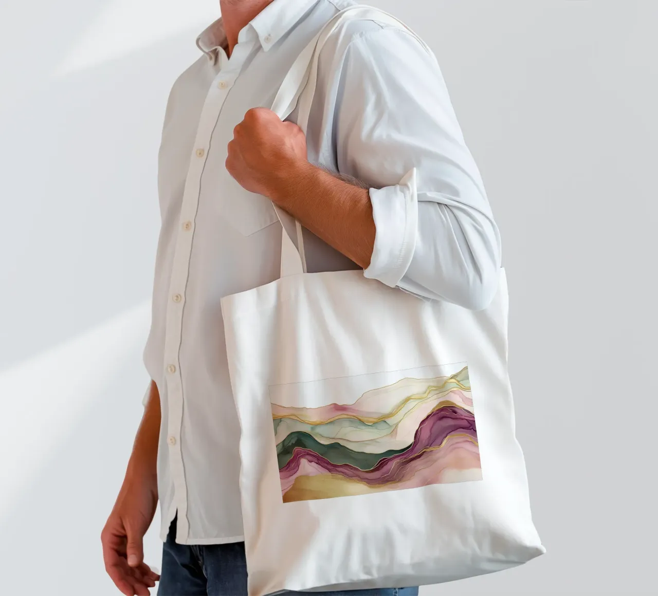 Onde dinamiche e pastello borsa in juta da Carinaprint