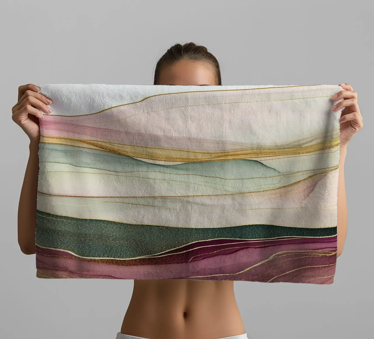 Dynamic pastel waves towel by Carinaprint