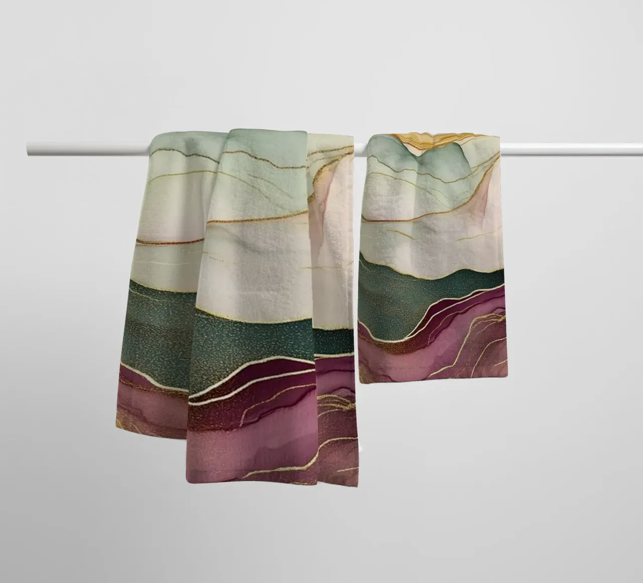Dynamic pastel waves towel by Carinaprint