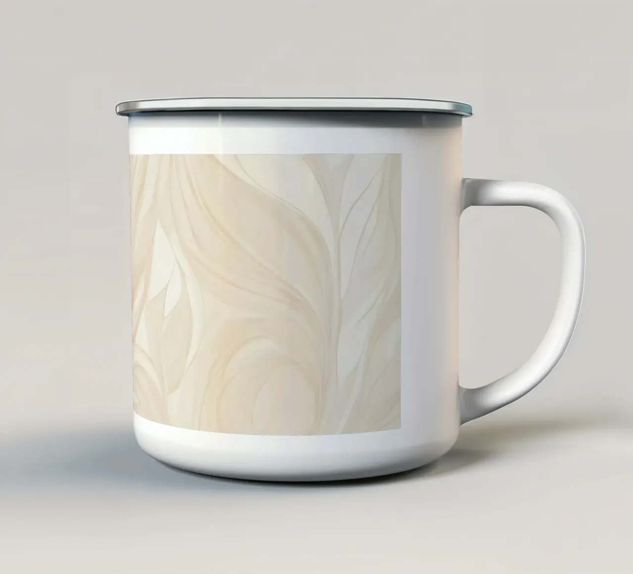 Abstract lichtbeige behangontwerp emaille mok van DesignDoodle