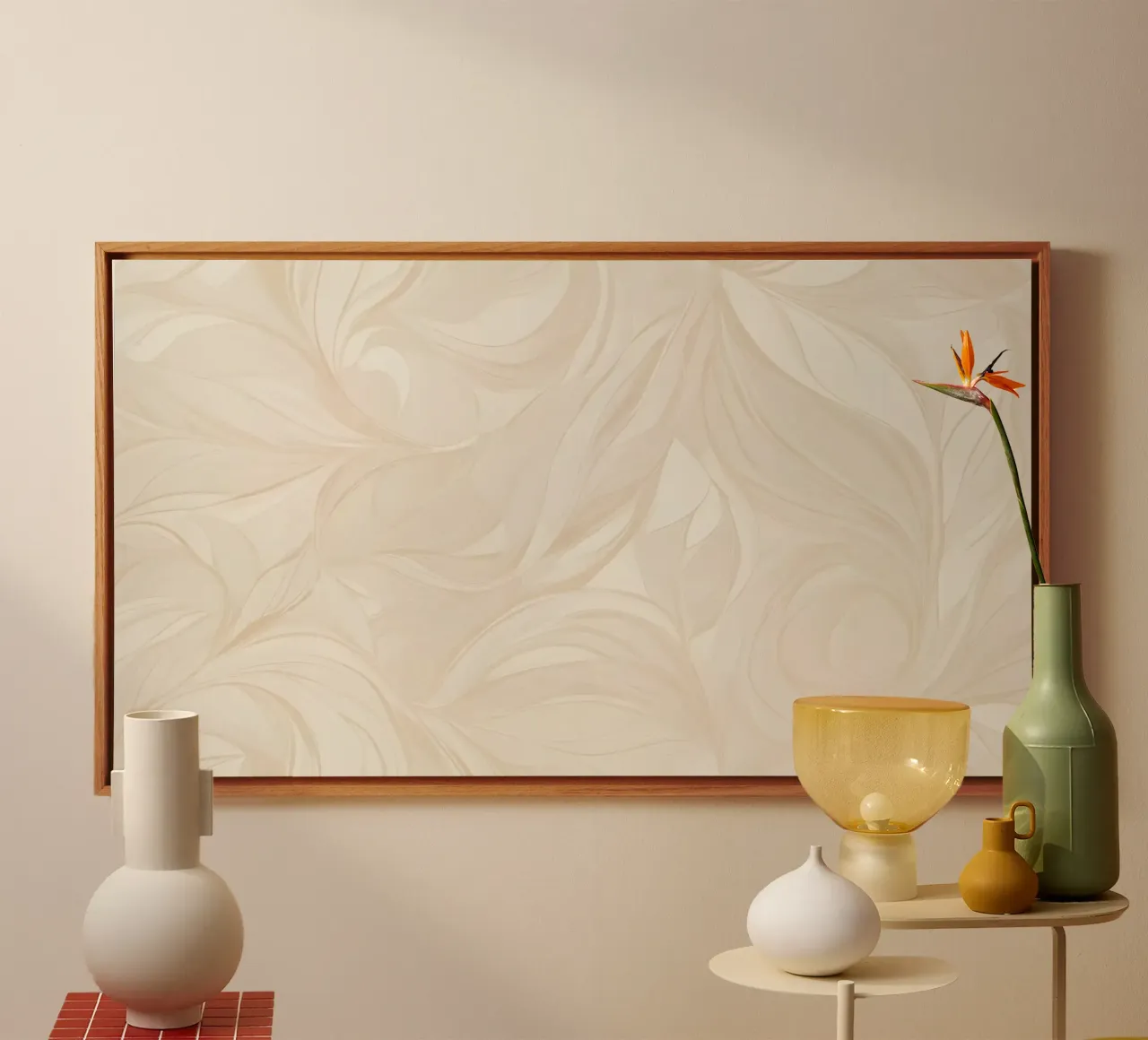 Abstract lichtbeige behangontwerp canvas van DesignDoodle