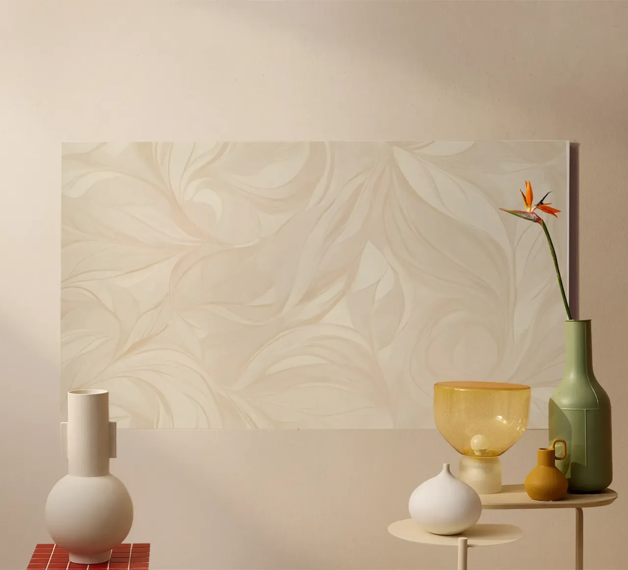 Abstract lichtbeige behangontwerp canvas van DesignDoodle