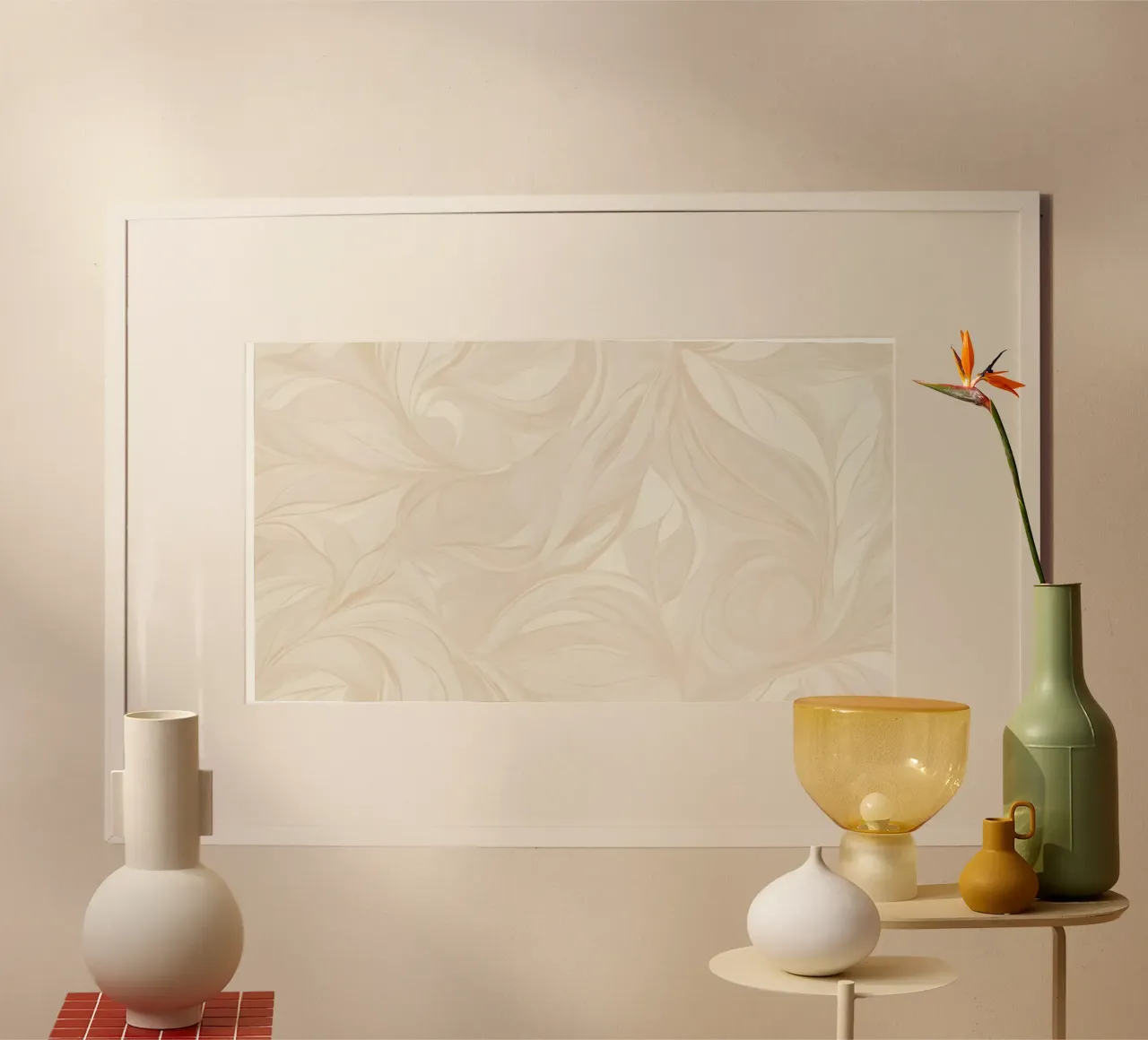 Abstract light beige wallpaper design hahnemühle by DesignDoodle
