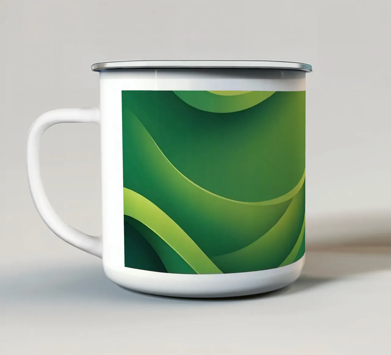 Abstract groen golfontwerp geschikt voor behang emaille mok van DesignDoodle
