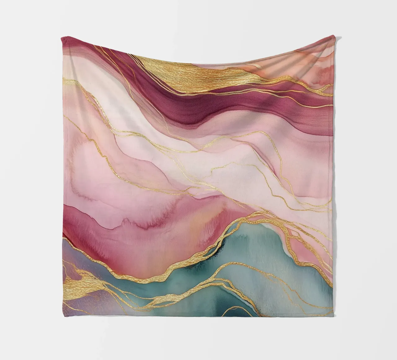 Golden Dynamic Waves fleece blanket by Carinaprint
