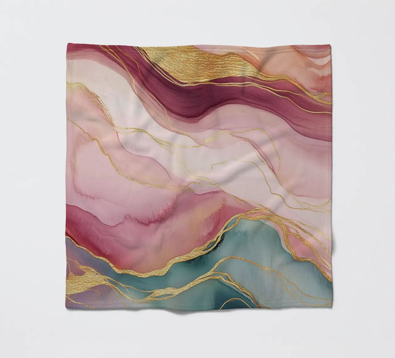 Golden Dynamic Waves fleece blanket by Carinaprint