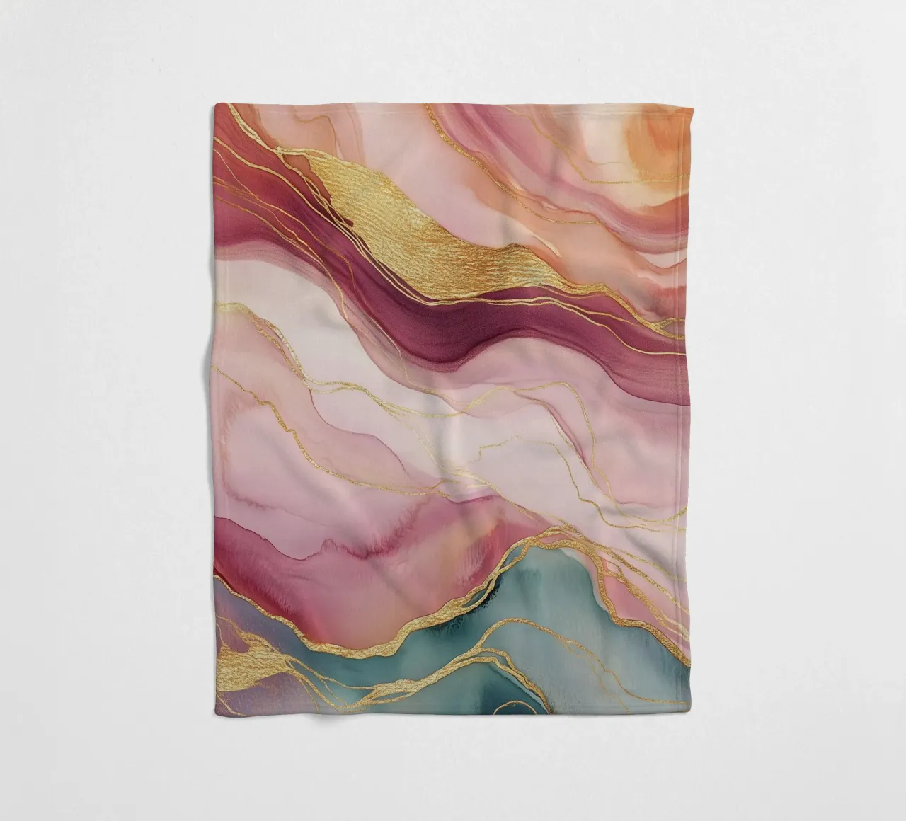 Golden Dynamic Waves fleece blanket by Carinaprint