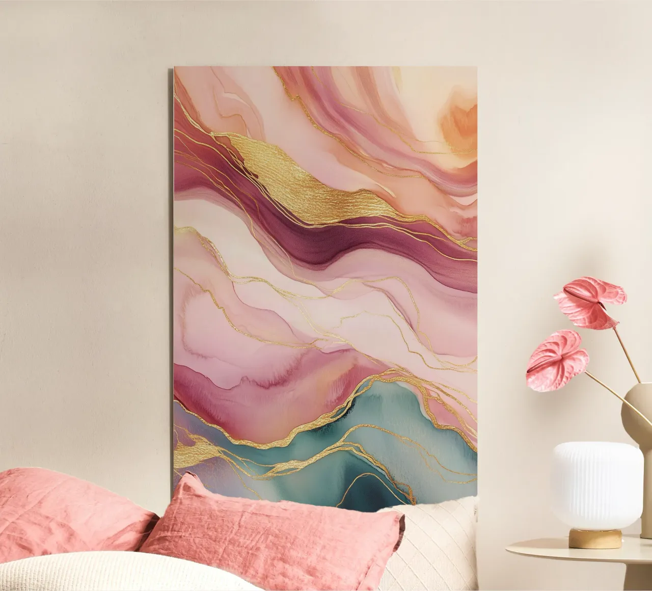 Golden Dynamic Waves alu-dibond by Carinaprint