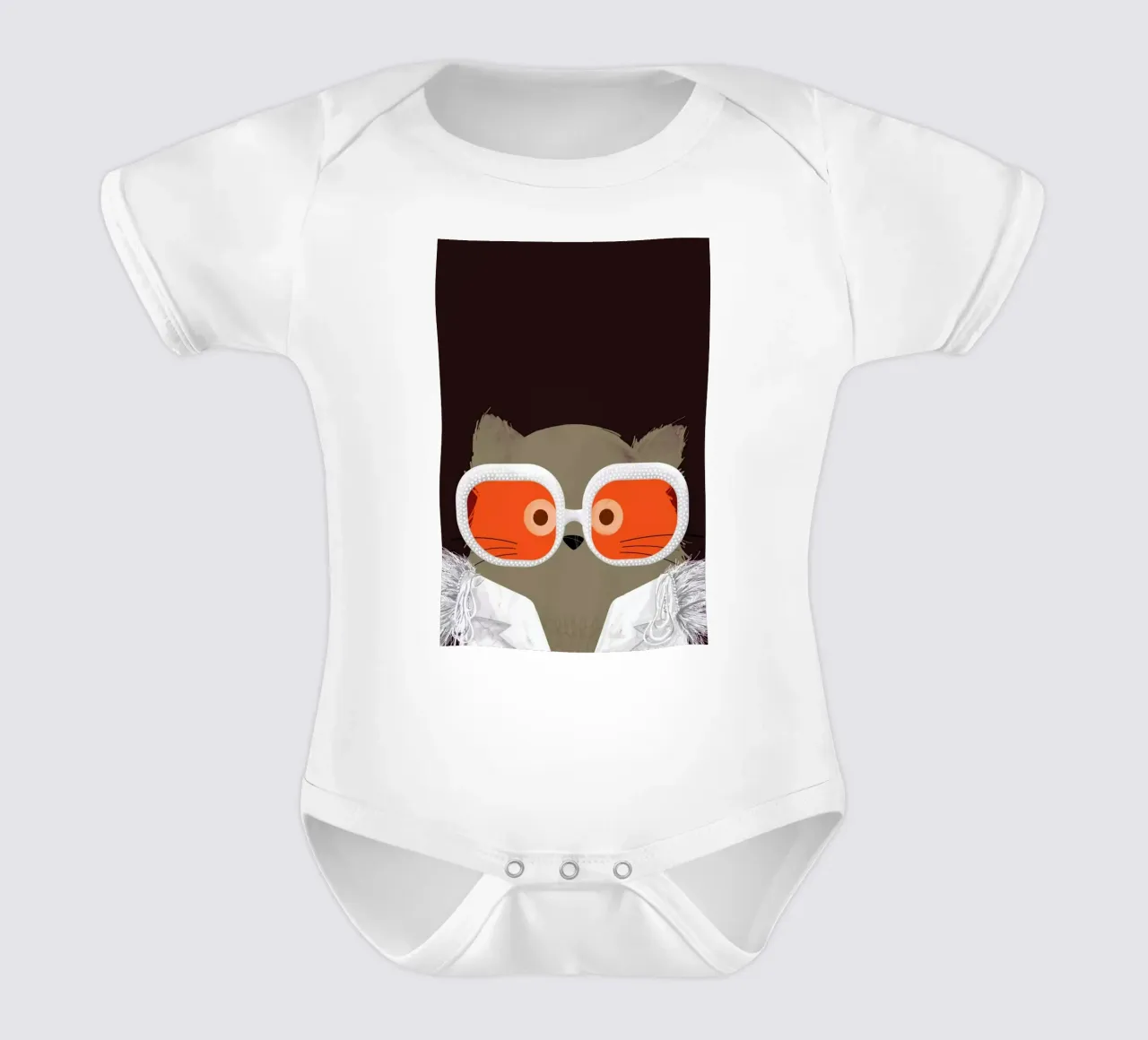 Cat Elton short-sleeve baby romper by Doozal