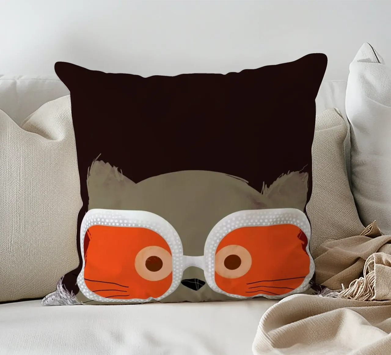 Cat Elton decorative cushion by Doozal