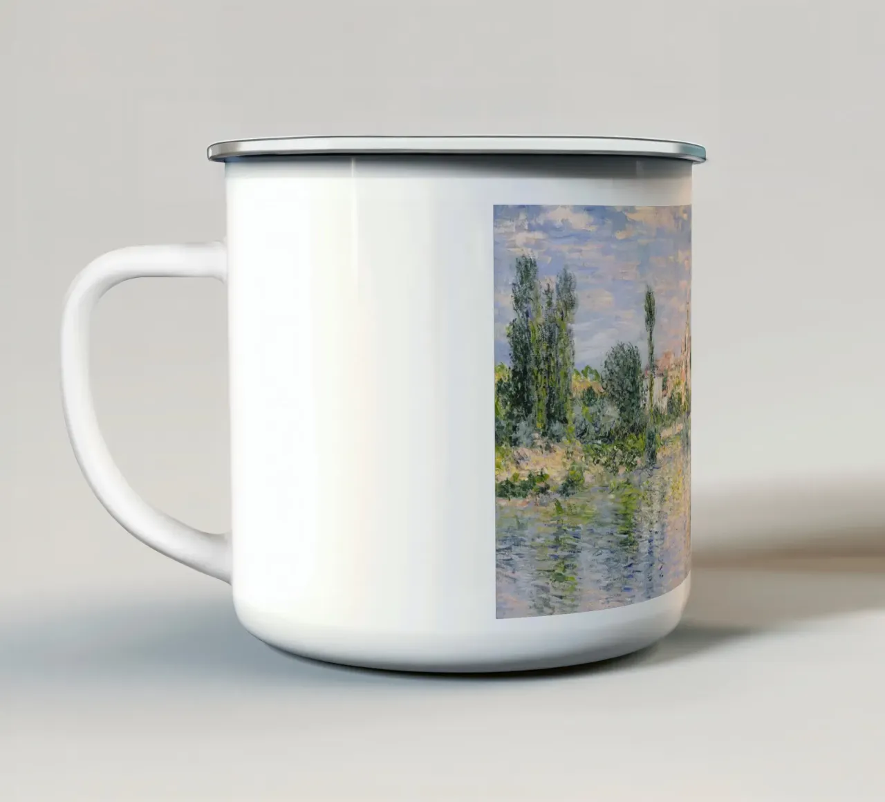 Vétheuil in Summer (1880) by Claude Monet, enamel mug by Monet Art Prints