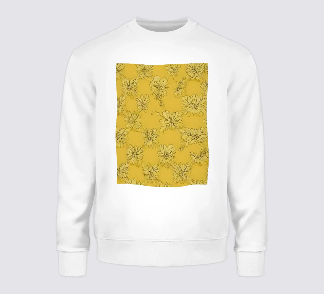 Papier peint abstrait jaune vif avec des motifs floraux complexes sweat de DesignDoodle