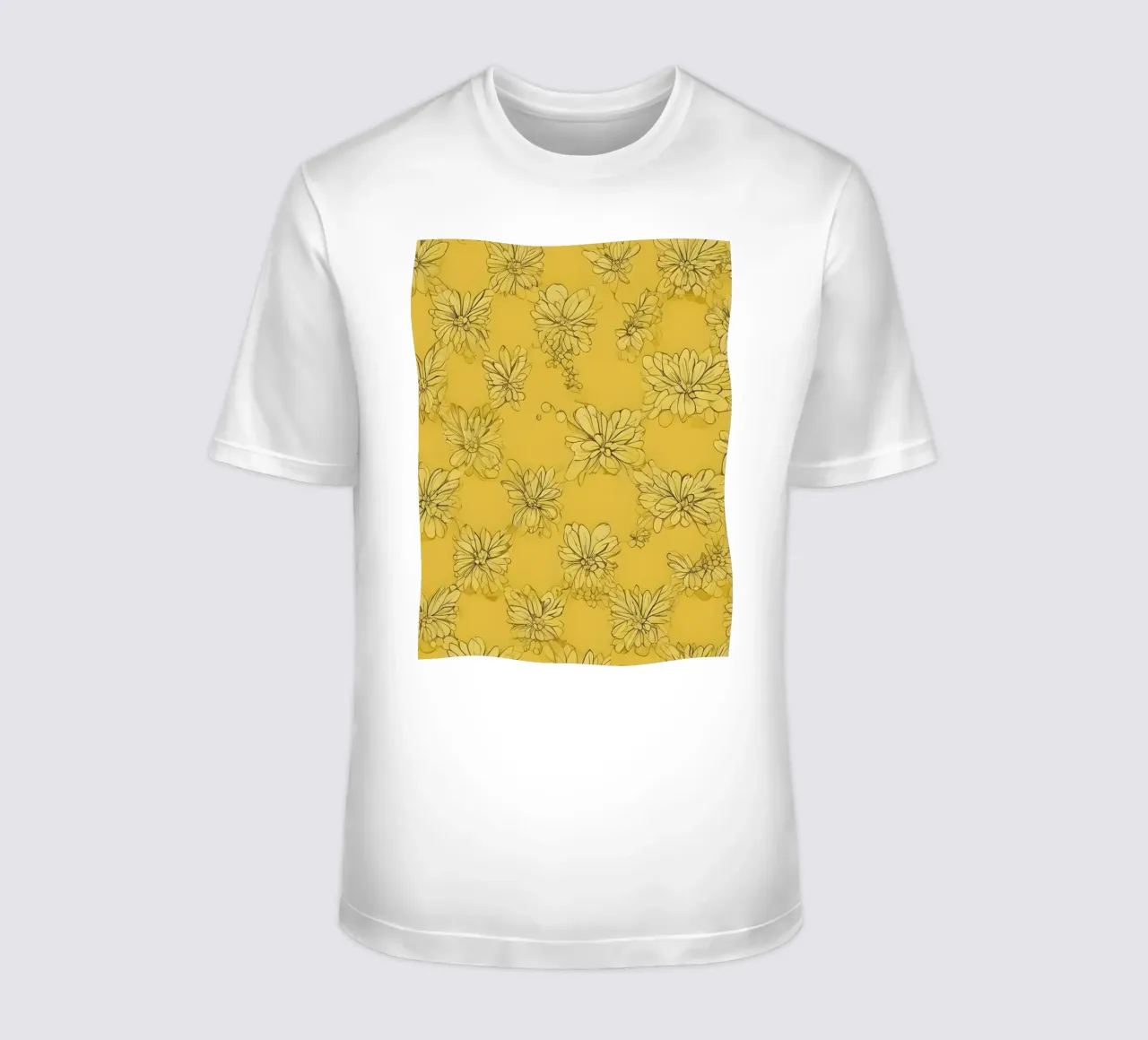 Papier peint abstrait jaune vif avec des motifs floraux complexes t-shirt de DesignDoodle