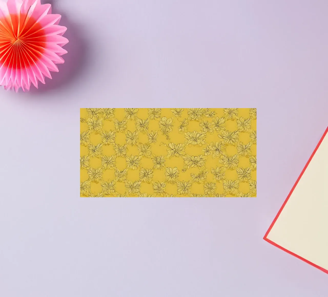 Papier peint abstrait jaune vif avec des motifs floraux complexes autocollant de DesignDoodle
