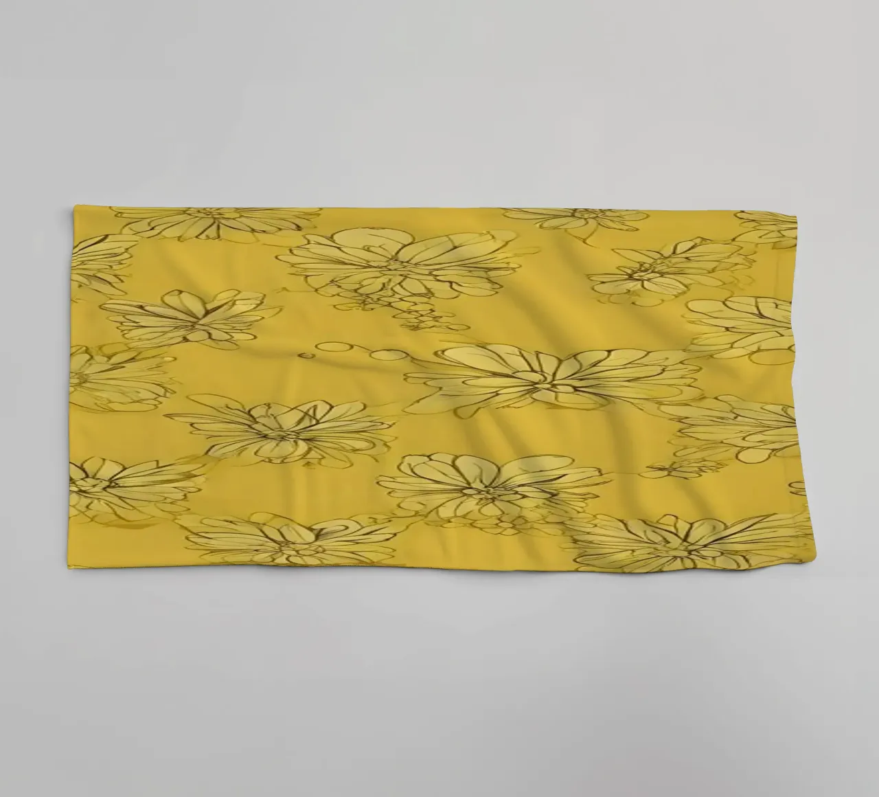 Carta da parati astratta giallo brillante con intricati motivi floreali. asciugamano da bagno da DesignDoodle