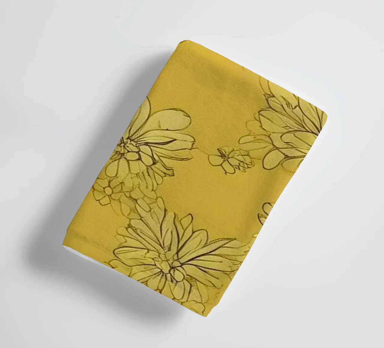 Papier peint abstrait jaune vif avec des motifs floraux complexes serviette de bain de DesignDoodle