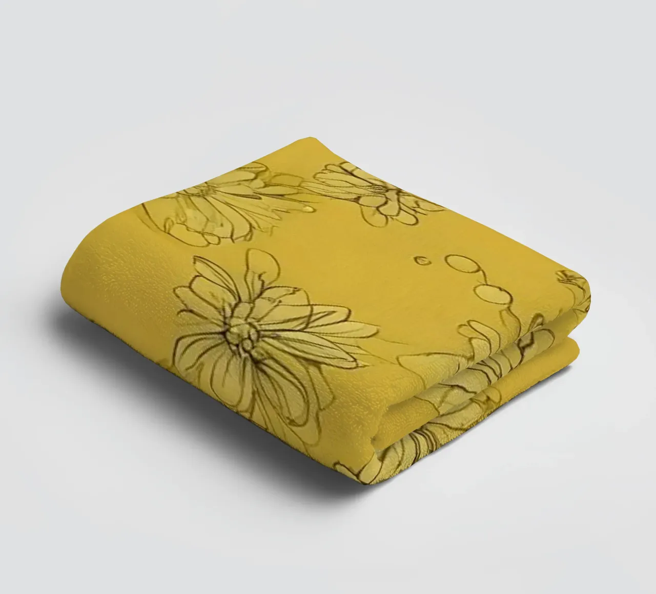 Papier peint abstrait jaune vif avec des motifs floraux complexes serviette de bain de DesignDoodle