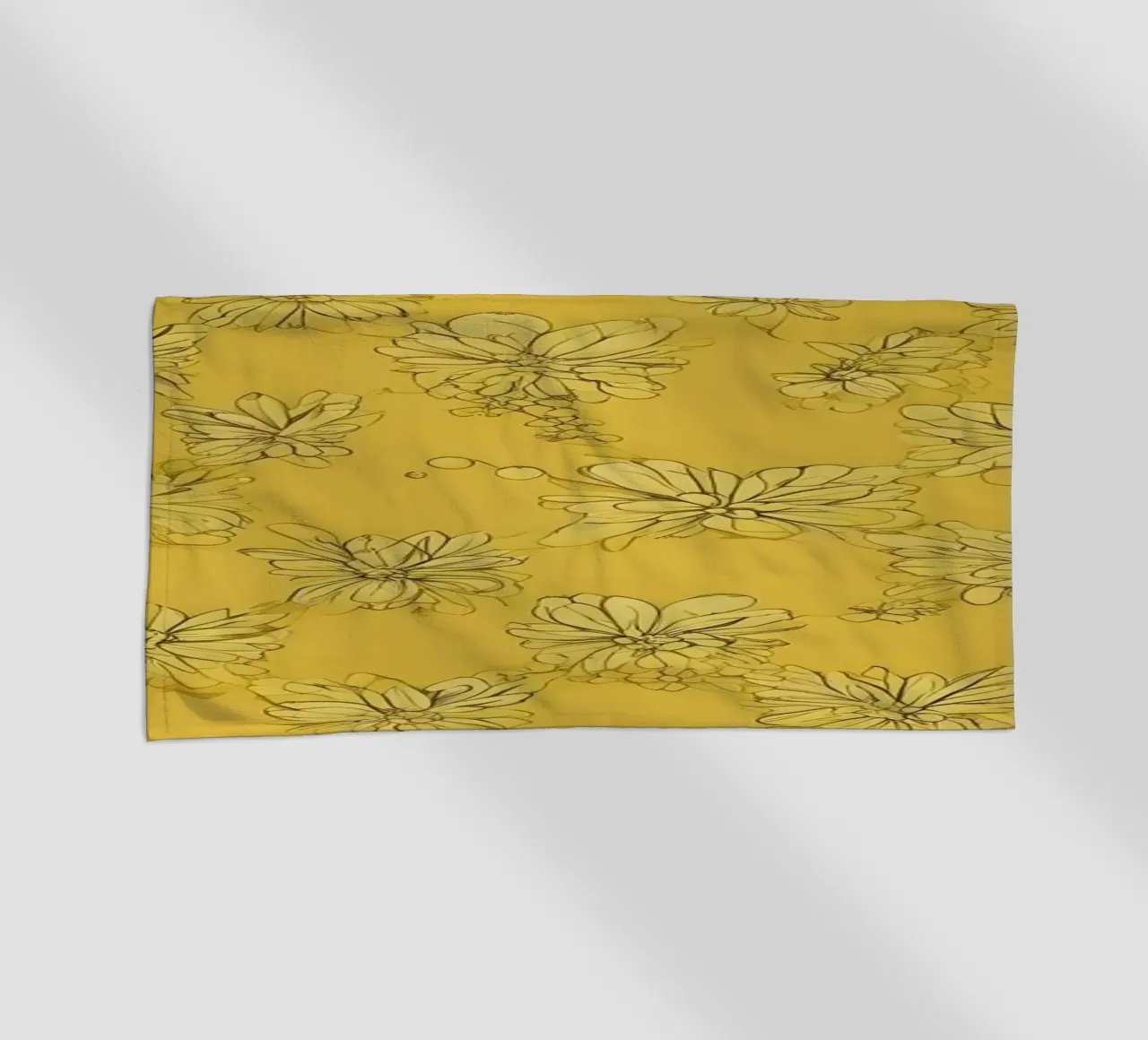 Papier peint abstrait jaune vif avec des motifs floraux complexes serviette de plage de DesignDoodle