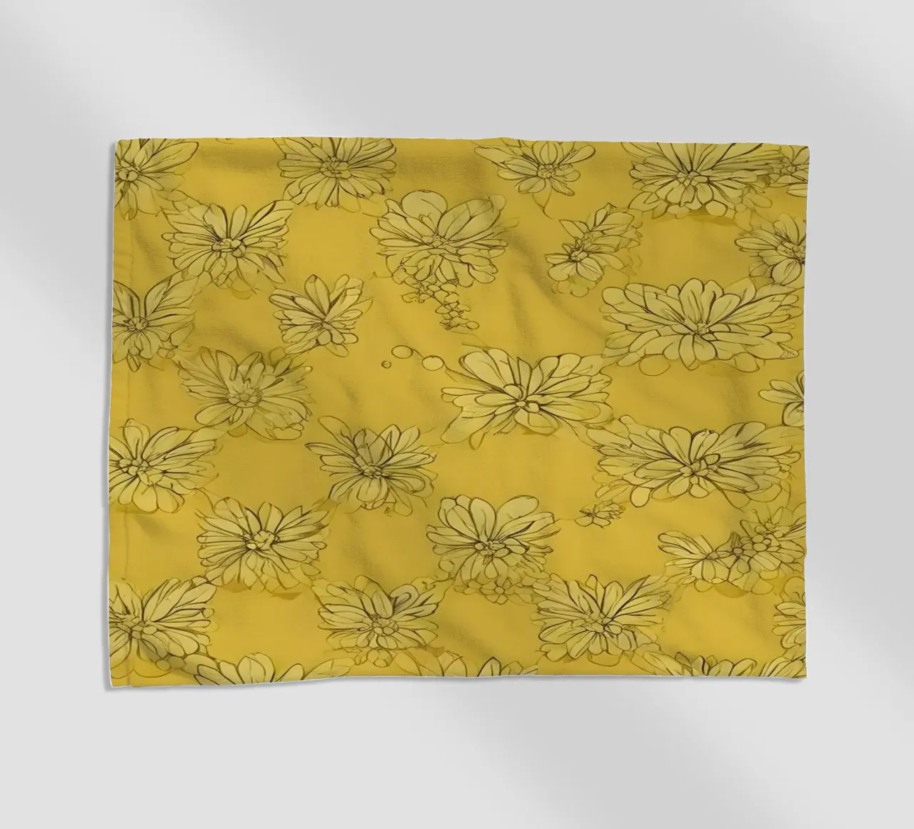 Papier peint abstrait jaune vif avec des motifs floraux complexes serviette de plage de DesignDoodle