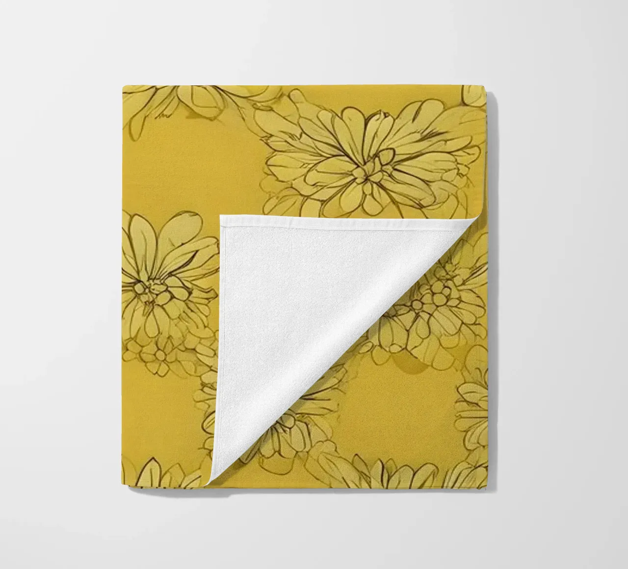 Papier peint abstrait jaune vif avec des motifs floraux complexes serviette de plage de DesignDoodle