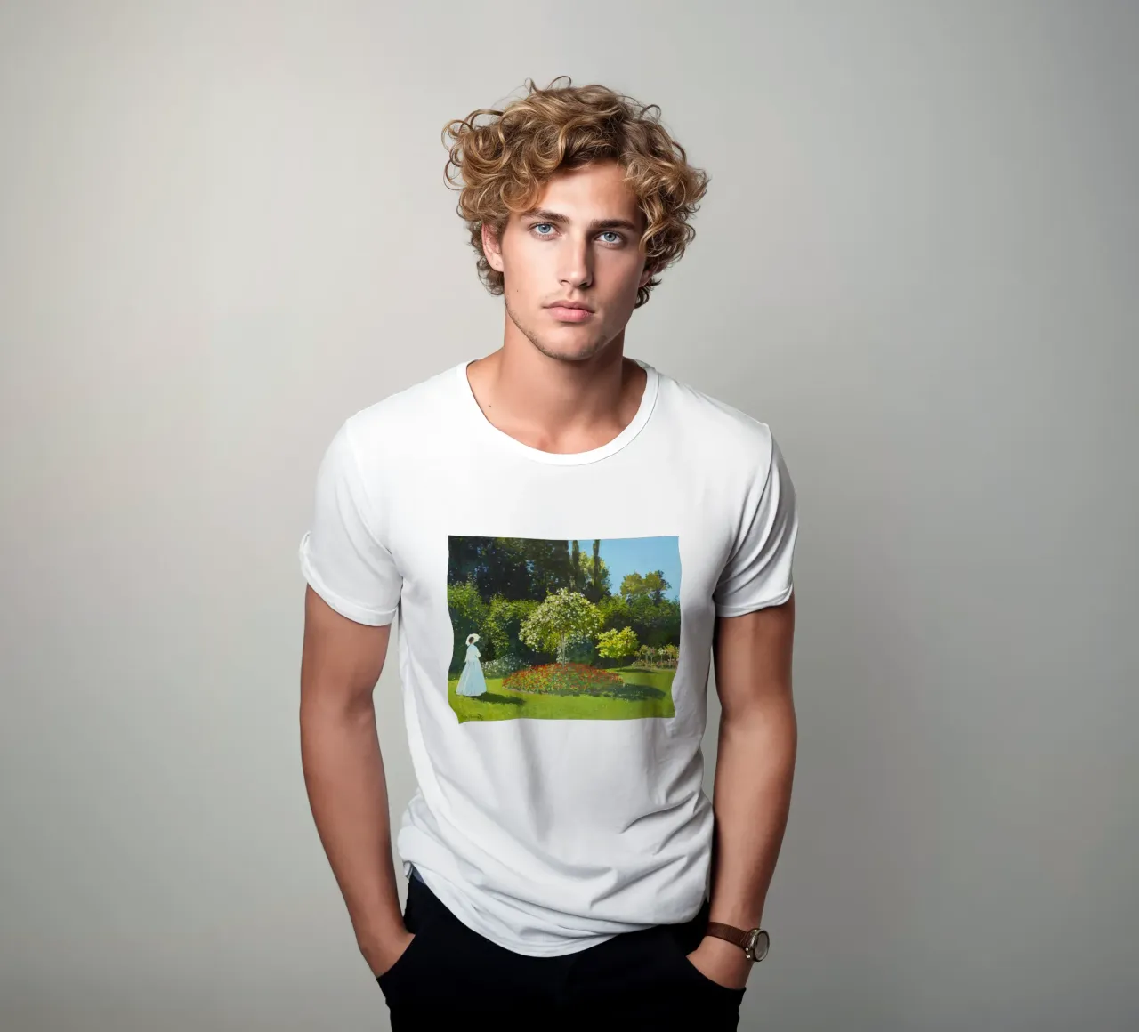 Claude Monet’s Lady in the Garden (1867) t-shirt da Monet Art Prints