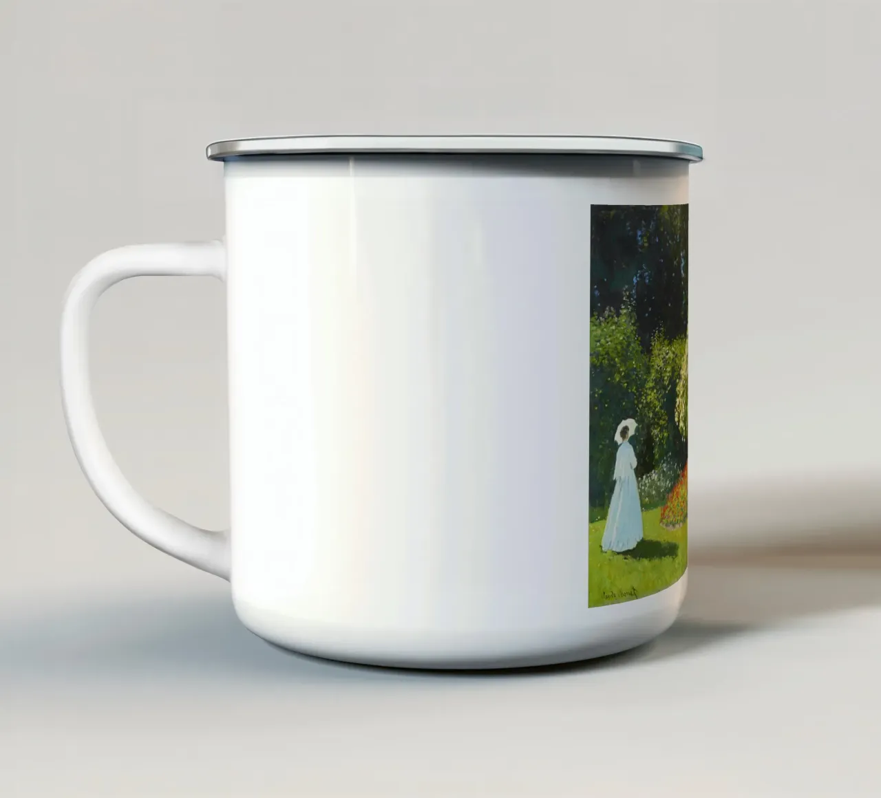 Claude Monet’s Lady in the Garden (1867) tazza in smalto da Monet Art Prints