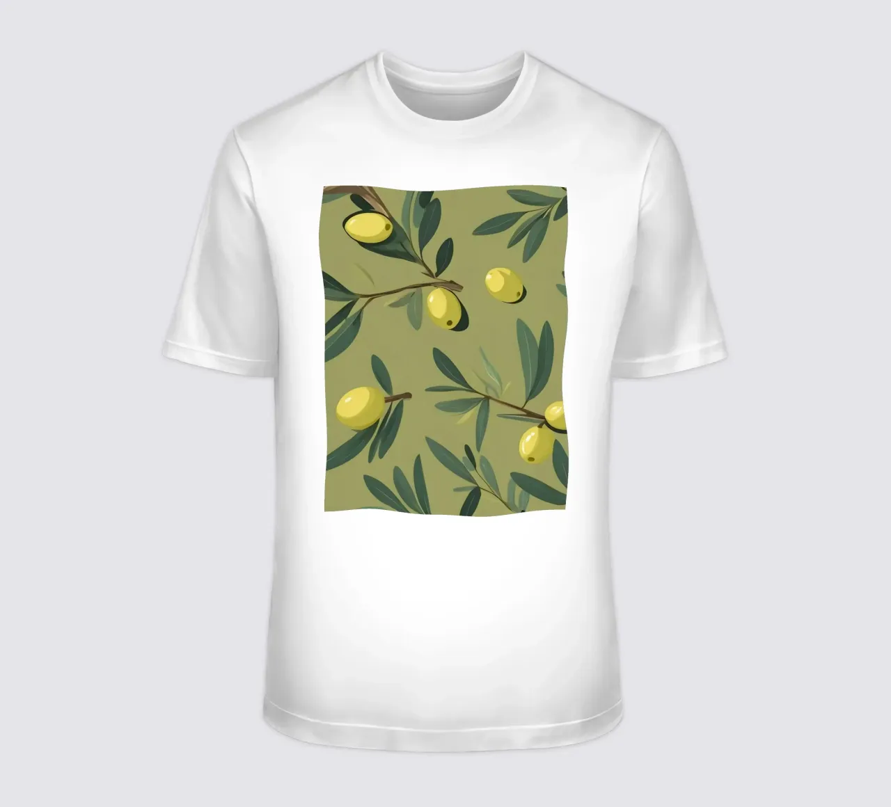 Papier peint élégant à motifs de branches d'olivier avec du jaune vibrant t-shirt de DesignDoodle