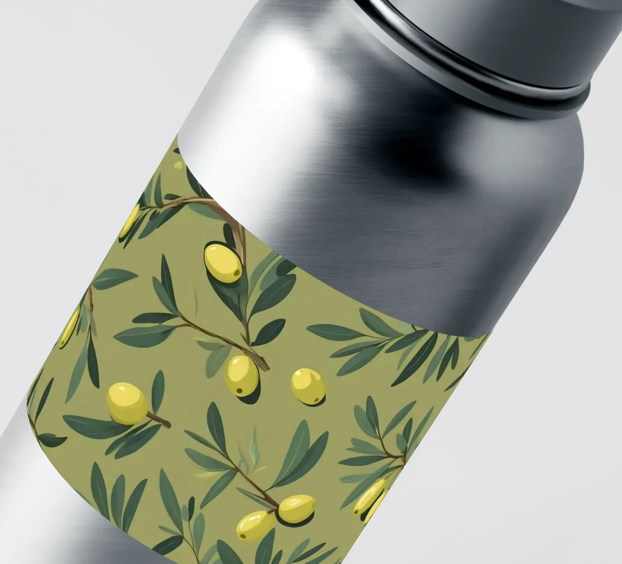 Papier peint élégant à motifs de branches d'olivier avec du jaune vibrant autocollant de DesignDoodle