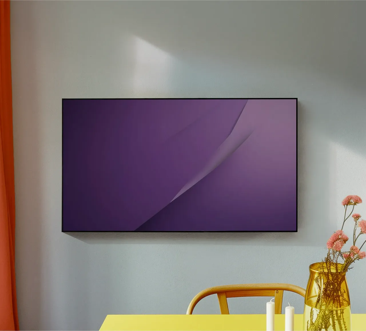 paars abstract behangontwerp dat woonkamer verbetert acryl van DesignDoodle