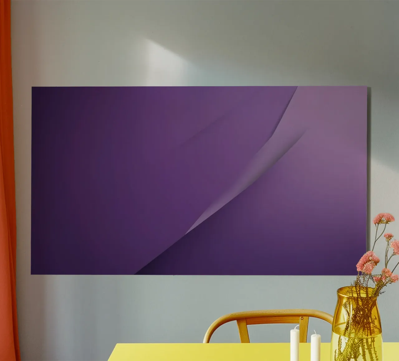 paars abstract behangontwerp dat woonkamer verbetert aluminium-dibond van DesignDoodle