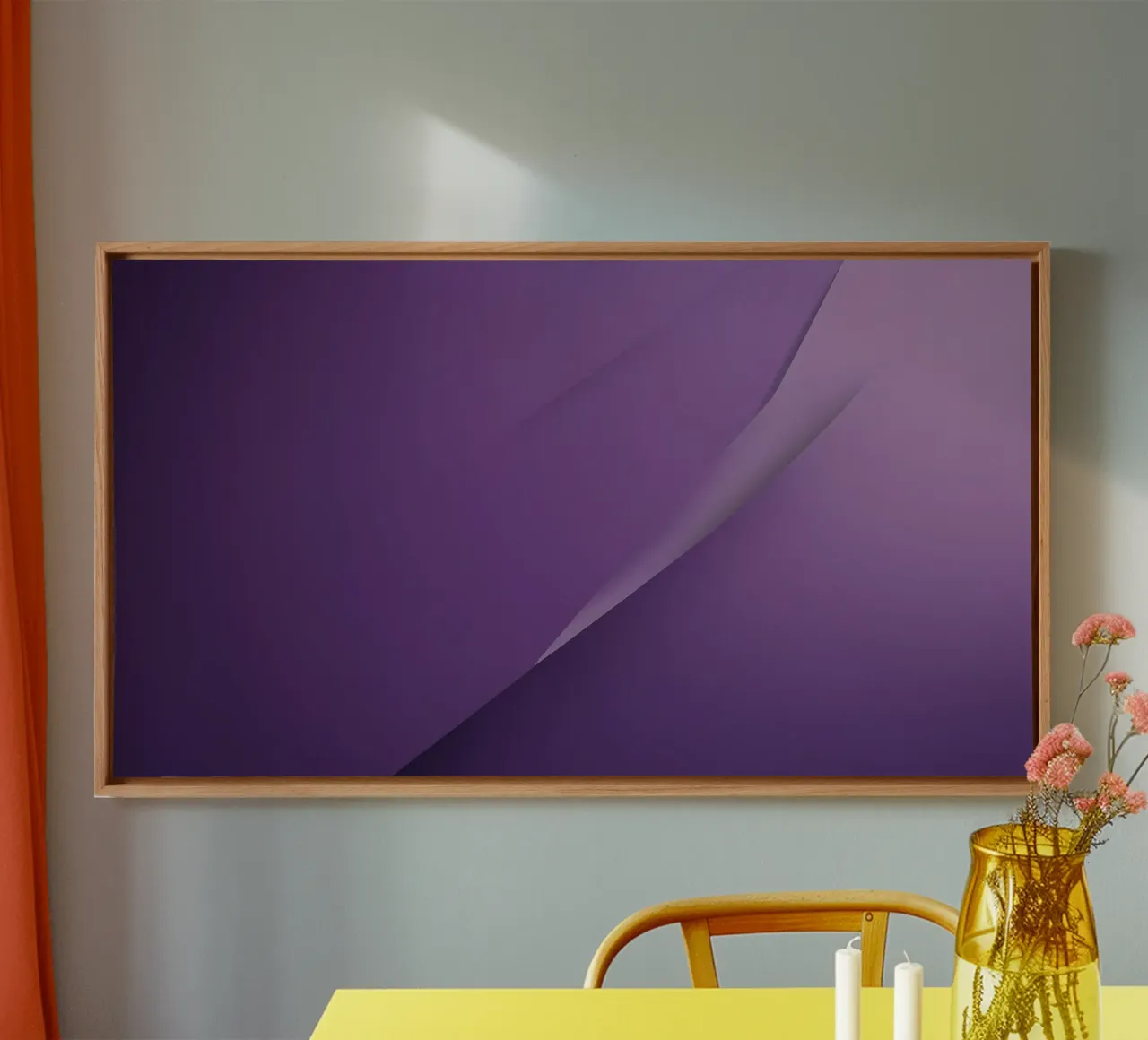 paars abstract behangontwerp dat woonkamer verbetert canvas van DesignDoodle