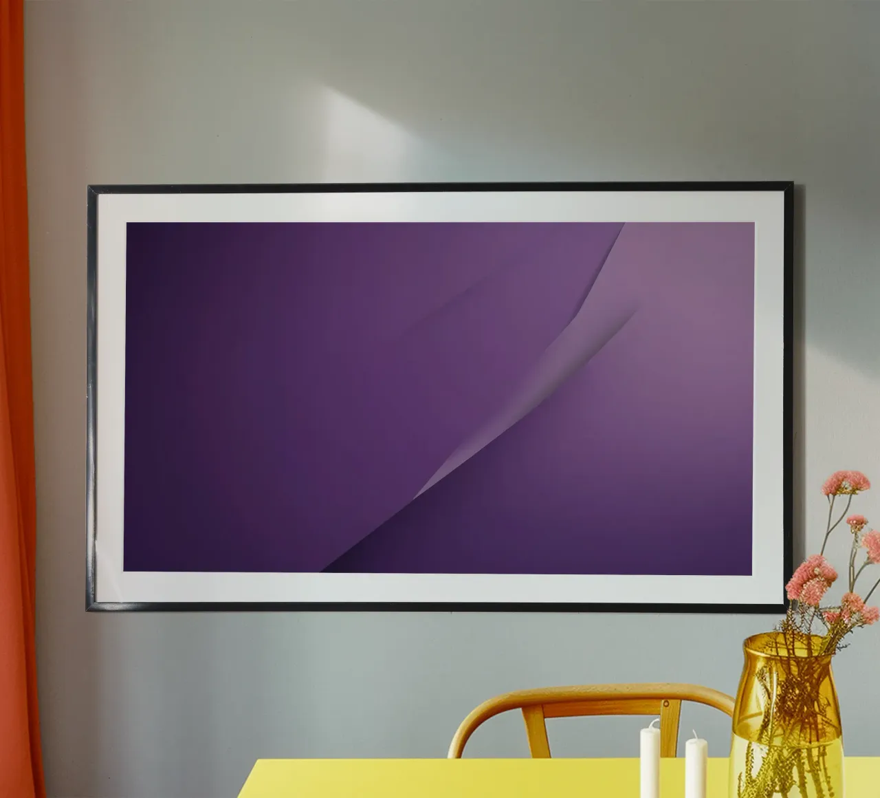 paars abstract behangontwerp dat woonkamer verbetert hahnemühle van DesignDoodle