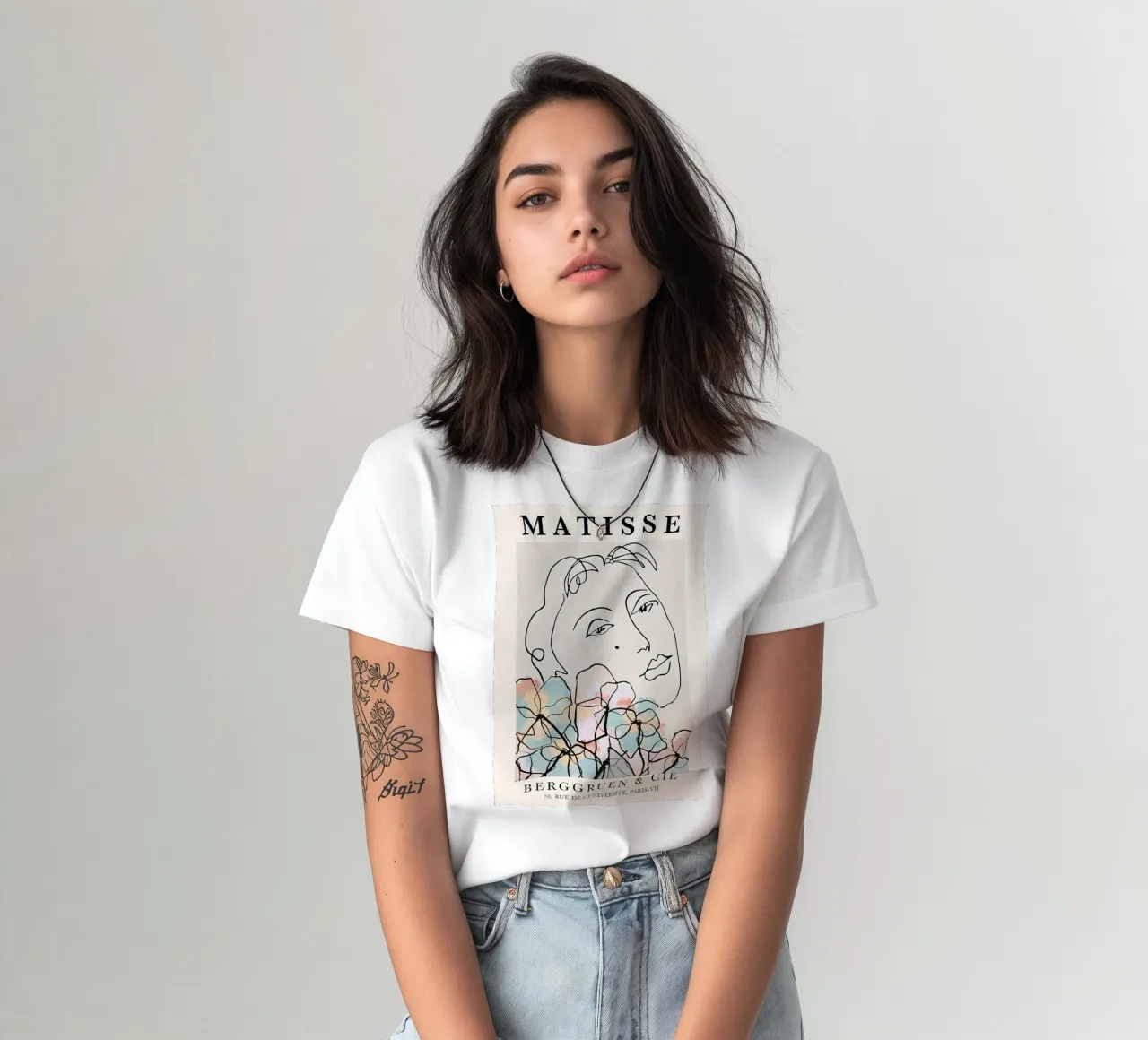 Henri Matisse Donna Fiori Una Linea t-shirt da MinaHome