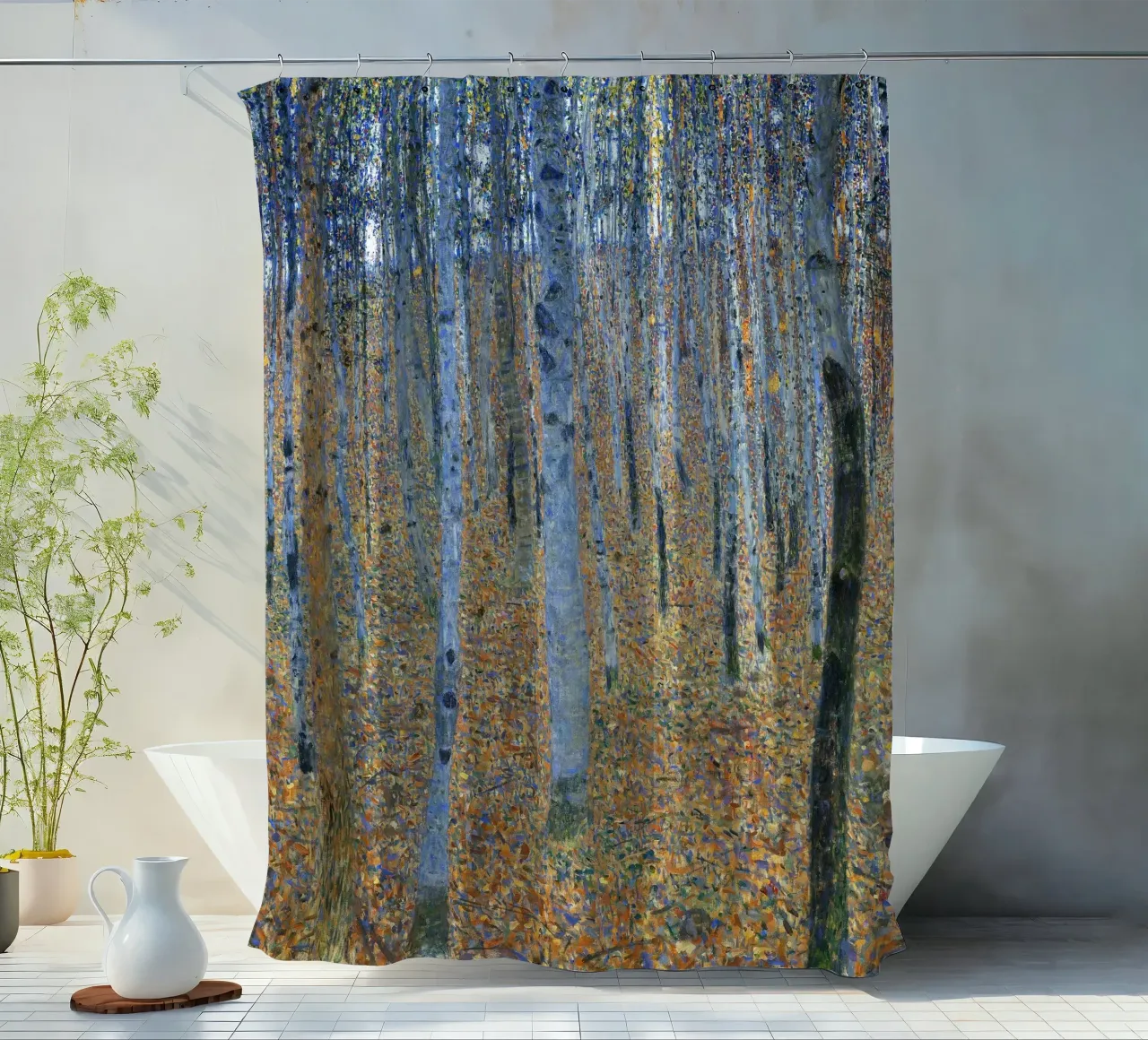 Gustav Klimt's Beech Grove I (1902) douchegordijn van Gustav Klimt ART Prints