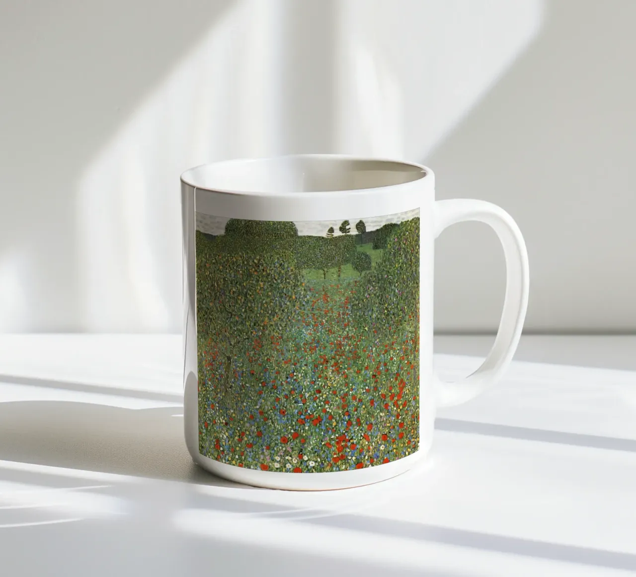 Il campo di papaveri di Gustav Klimt (1907) tazza in ceramica da Venus Art