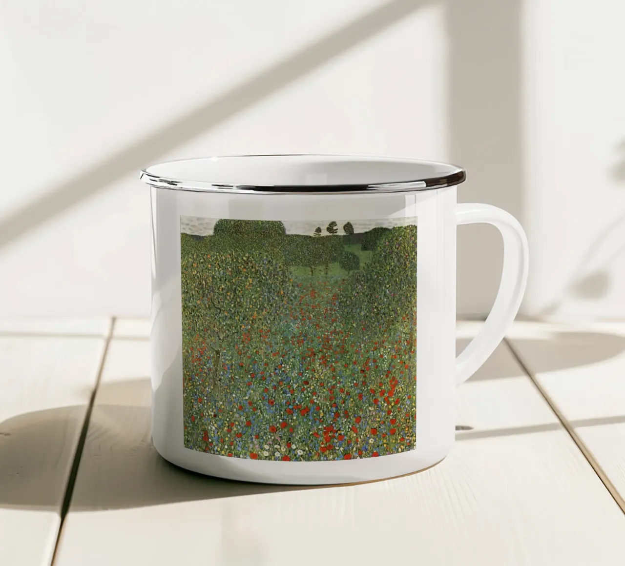 Il campo di papaveri di Gustav Klimt (1907) tazza in smalto da Venus Art