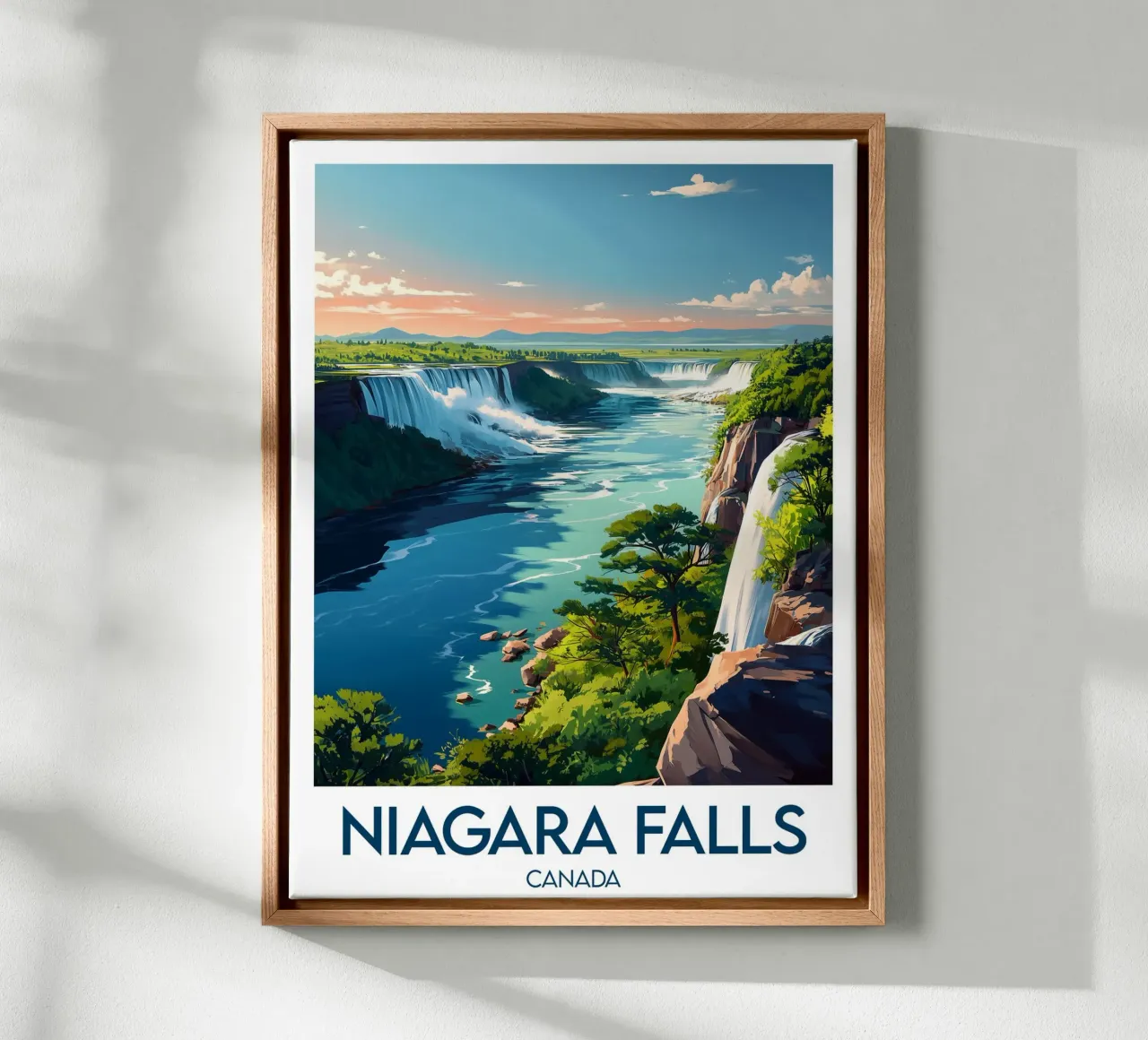 Affiche Niagara Falls tela con Cornice a cassetta da Frame the World