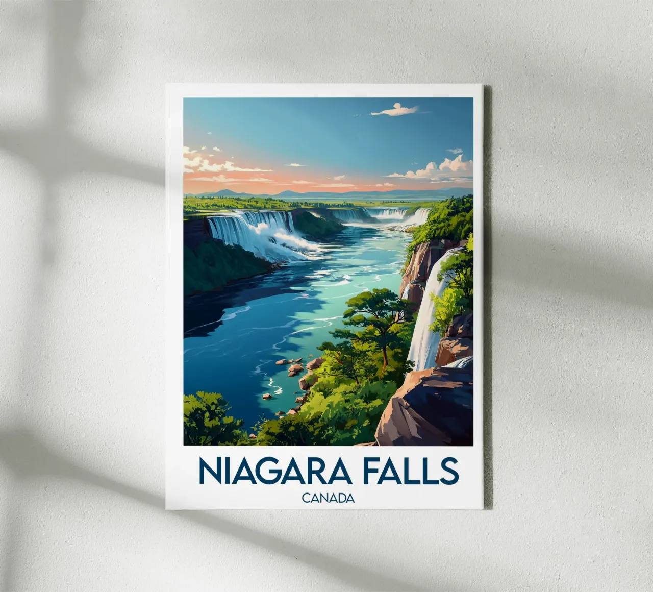 Affiche Niagara Falls tela con Cornice a cassetta da Frame the World