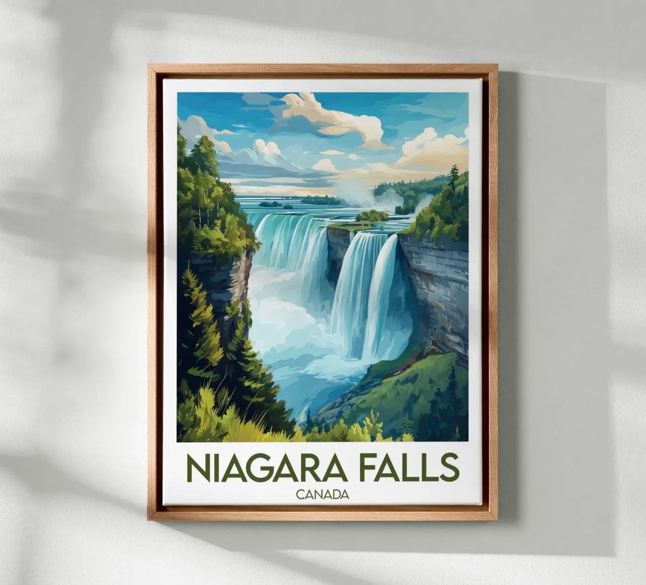 Affiche Niagara Falls tela con Cornice a cassetta da Frame the World