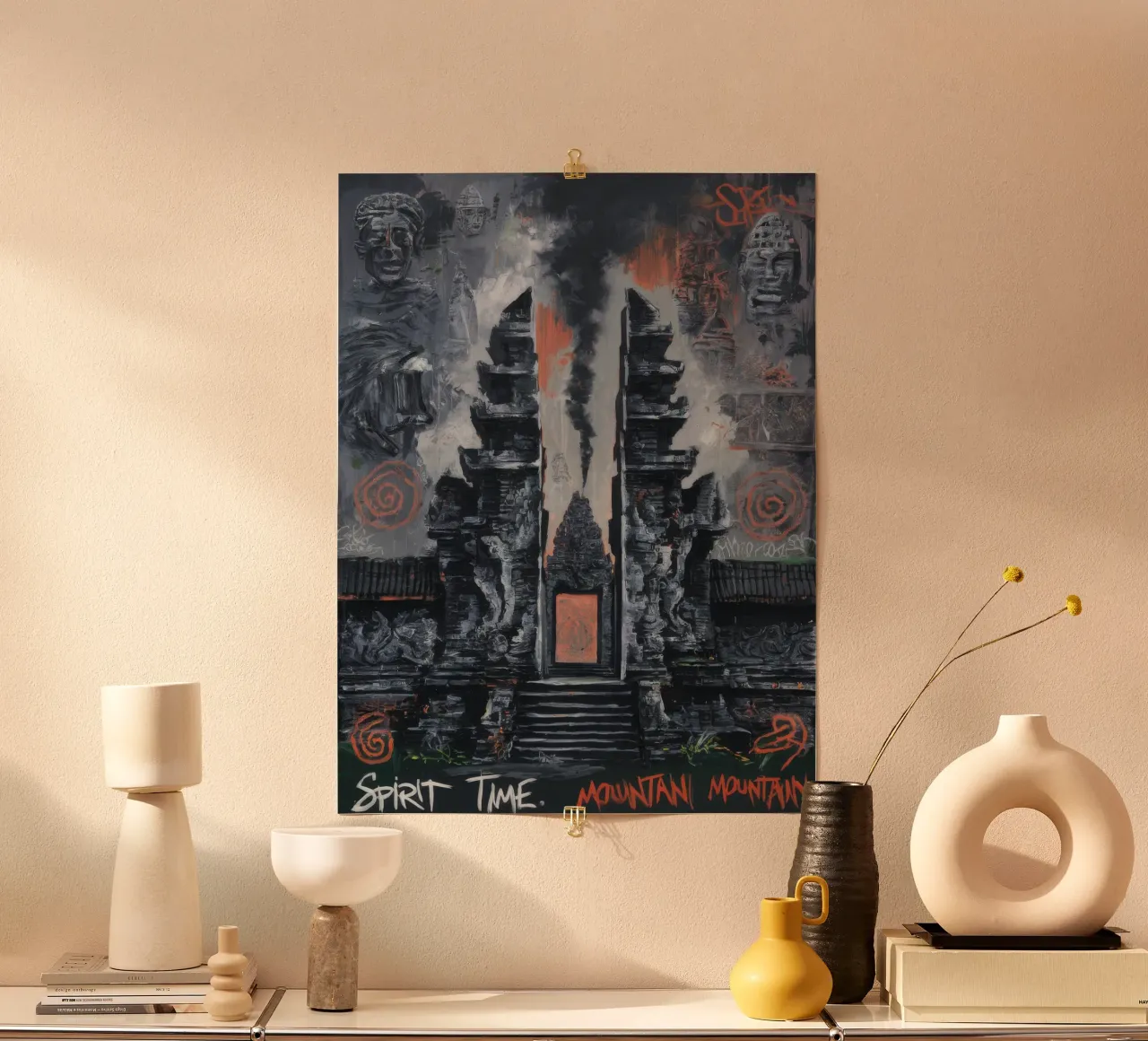 L'ora dello spirito di montagna poster con telaio in alluminio da Muse Fragments