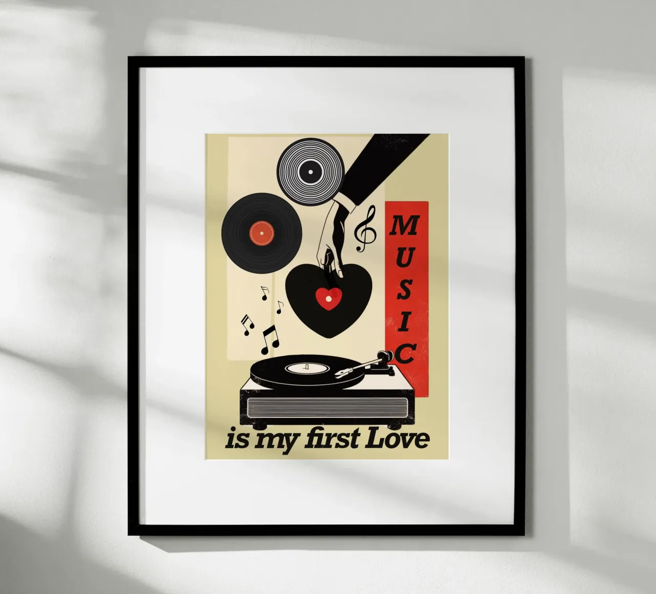 La musica è stato il mio primo amore - arte murale retrò poster con telaio in alluminio da Taika Tori Art