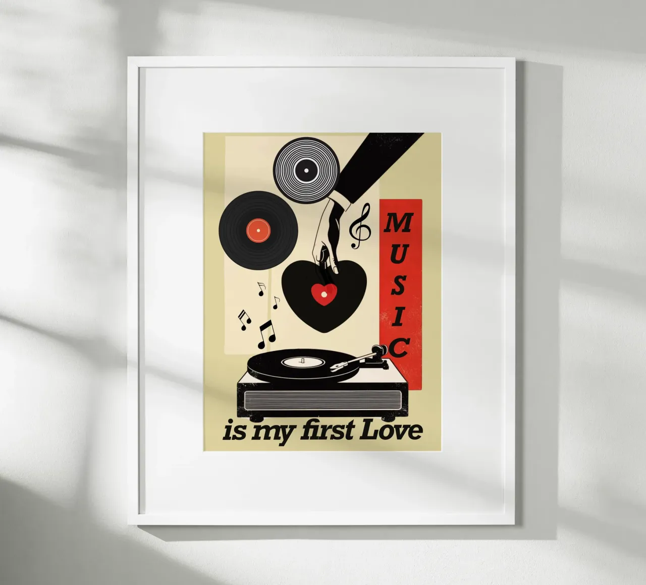 La musica è stato il mio primo amore - arte murale retrò poster con telaio in alluminio da Taika Tori Art