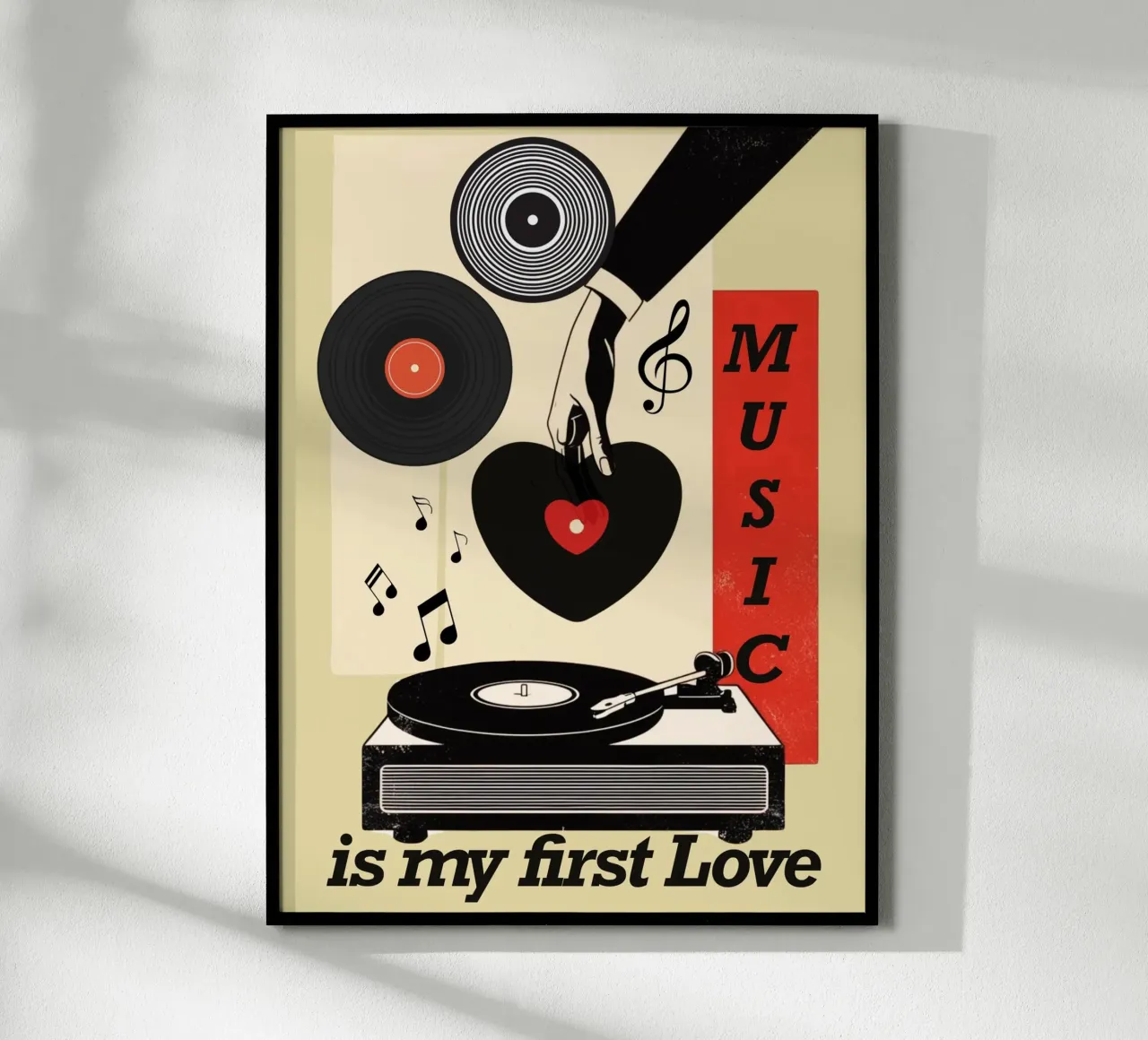 La musica è stato il mio primo amore - arte murale retrò poster con telaio in alluminio da Taika Tori Art