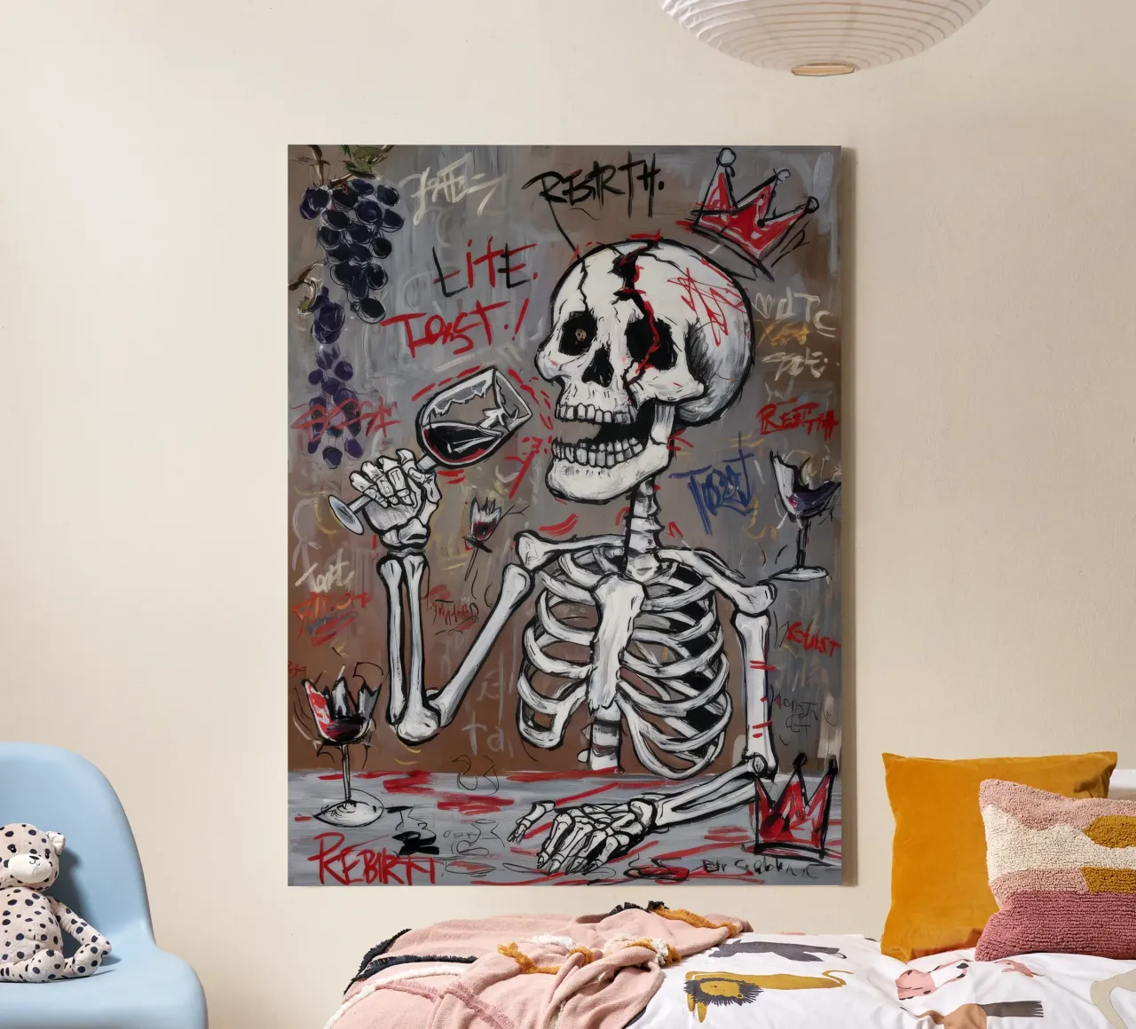 Skeletleven paradox canvas met Baklijst van Muse Fragments