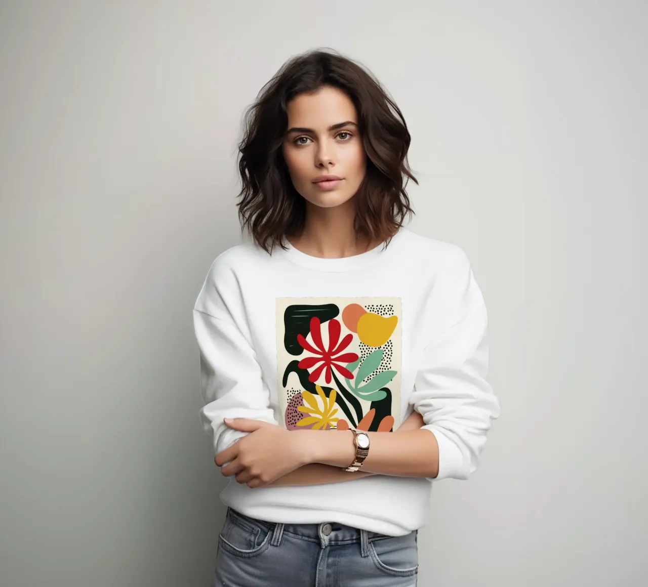 Moderner botanischer Ausschnitt in Retro-Farbpalette Sweatshirt von Modern Muse