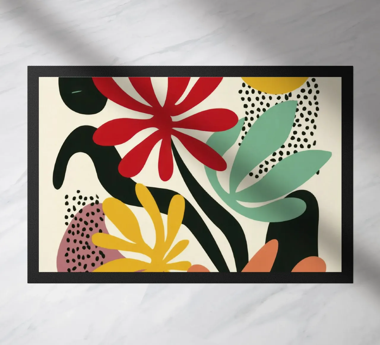 Moderner botanischer Ausschnitt in Retro-Farbpalette Fußmatte von Modern Muse
